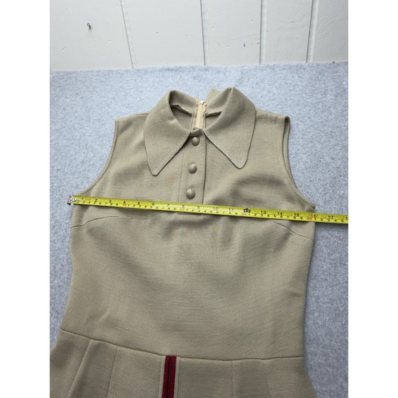 Vintage Bakalli 2pc Dress & Sweater Set Womens 10 Mod Geometric Red Beige - Picture 15 of 16